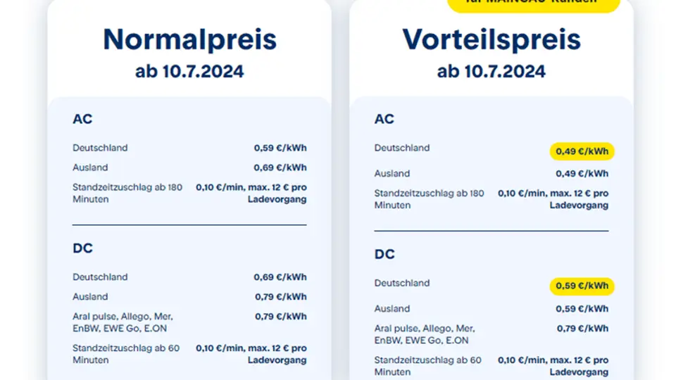 Neuer Maingau Ladetarif ab 10.07.2024