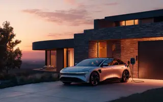 E-Auto nutzt das V2G Laden vor einem Haus