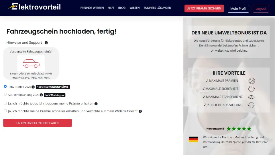 Elektrovorteil THG Prämie
