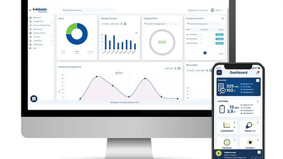 Webasto Dashboard zur Überwachung und Steuerung von Wallboxen mit Lastmanagement per App