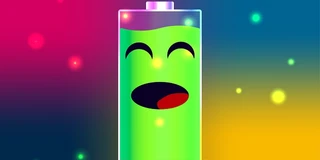 Animation einer Batterie mit gesicht