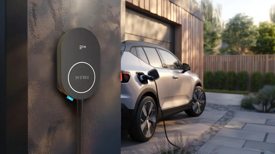 go-e Charger PRO Cable an Hauswand installiert – designprämierte Alternative zur VW Wallbox