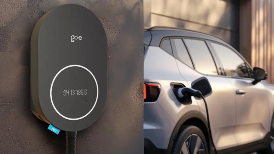 go-e Charger Pro Cable als Alternative zur Tesla Wallbox lädt einen Dienstwagen