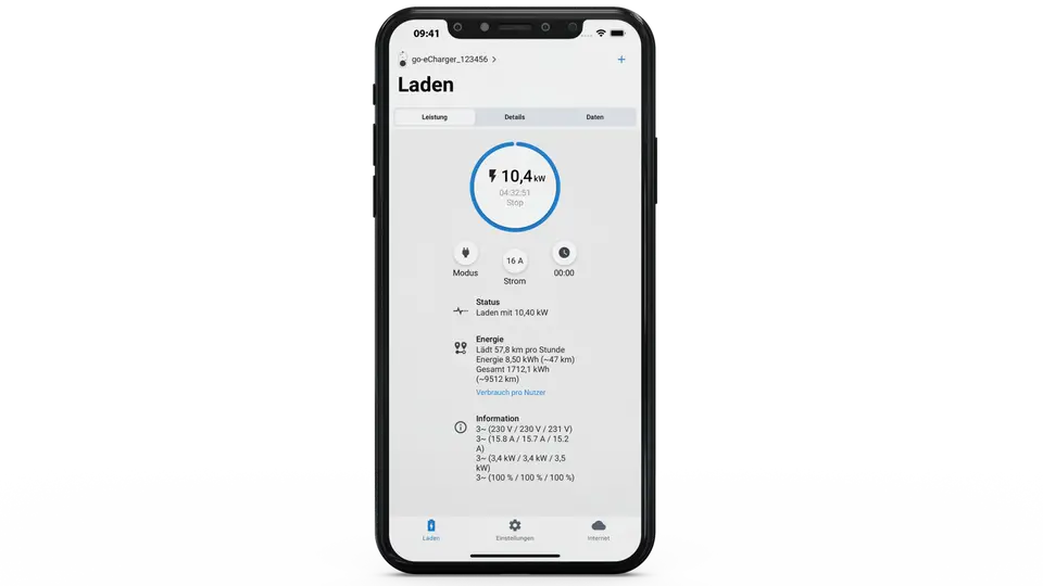 App-Steuerung des PV-Überschussladens mit go-e Charger auf dem Smartphone