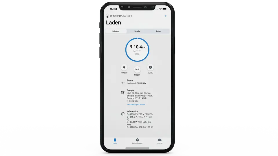 go-e App mit Ladestromanzeige