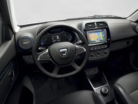 Dacia Spring Electric in der Farbe grau Ansicht der Instrumente im Cockpit